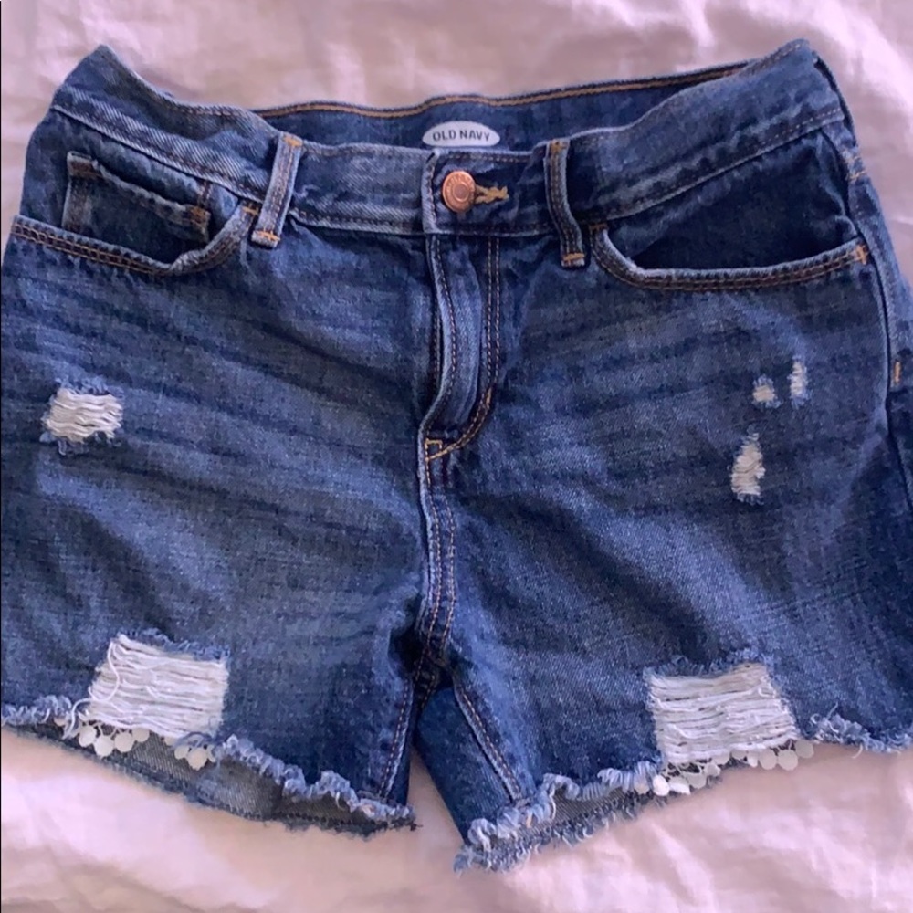Girls size 14 distressed jean shorts from Old Navy